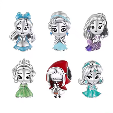 Charms de sirena de cuento de hadas de ensueño de princesa de plata de ley 925
