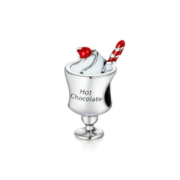 Charms de chocolate caliente esmaltados de la serie "Té de la tarde" en plata de ley 925