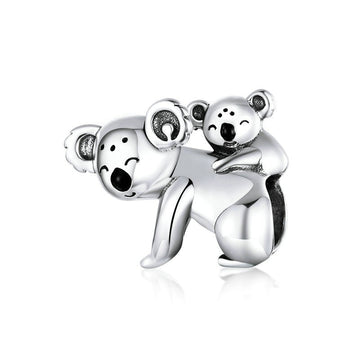 Charms de koala bebé y mamá en plata de ley 925