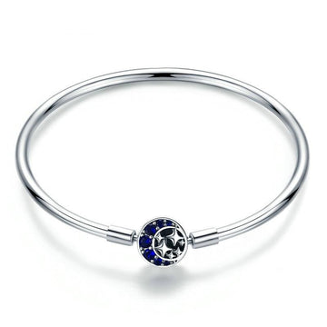Bracciale in argento sterling 925 con luna blu e stelle