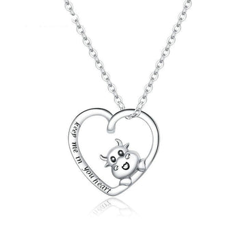 Collar de vaca adorable de plata de ley 925