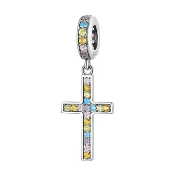 Ciondoli a forma di croce colorata in argento sterling 925