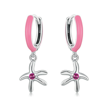 Pendientes colgantes de estrella de mar en plata de ley 925