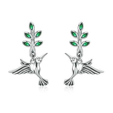 Pendientes de colibríes en plata de ley 925