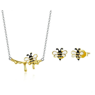 Pendientes con forma de abeja de miel en plata de ley 925