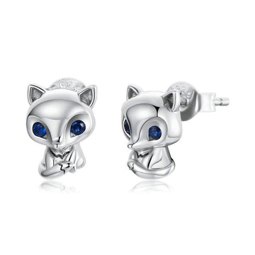925 Sterling Silver Lovely Fox Stud Earrings