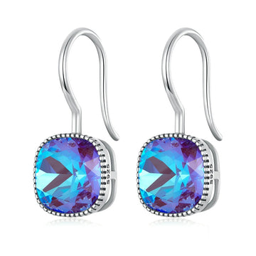 Pendientes de gancho fluorescentes color moca de plata de ley 925