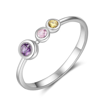 Anillo de piedra de nacimiento personalizado en plata de ley 925