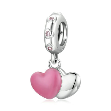 Ciondoli in argento sterling 925 con doppio amore rosa