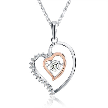 Collar de corazón brillante y parpadeante de plata de ley 925