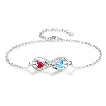 Pulsera de cadena con piedra de nacimiento personalizada y nombre personalizado