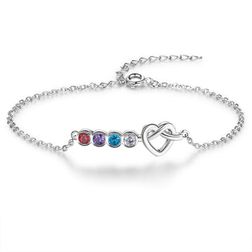 Pulsera de cadena ajustable con nudo de corazón personalizada
