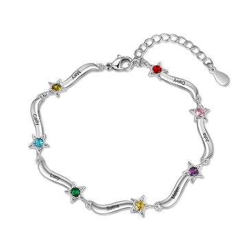 Pulsera personalizada con estrella y piedra de nacimiento incrustada
