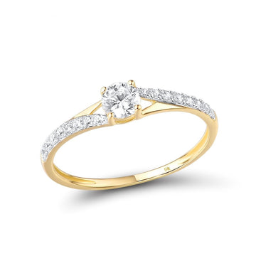 Anillo genuino de oro amarillo 375 de 9 quilates con un blanco brillante.