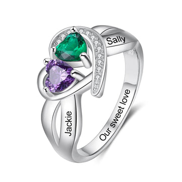 Anillo de piedra de nacimiento de corazón personalizado DIY