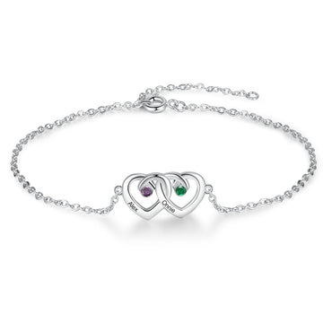 Pulsera personalizada de doble corazón