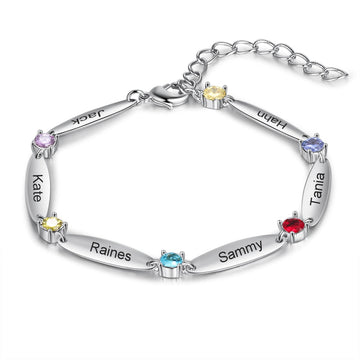 Pulsera personalizada con piedras de nacimiento incrustadas y nombre grabado