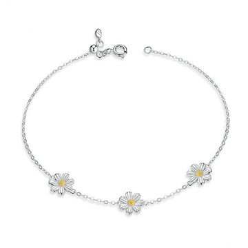 Pulsera de margaritas en plata de ley 925