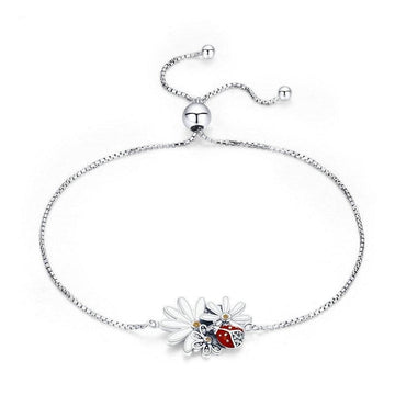 Pulsera de margaritas de aventura en plata de ley 925