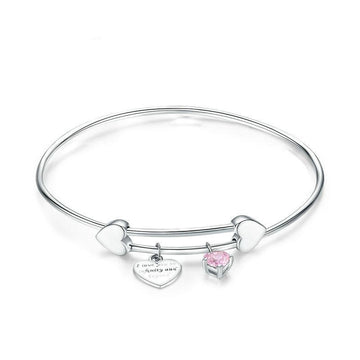 Pulsera de plata de ley 925 con corazón "Te amo"