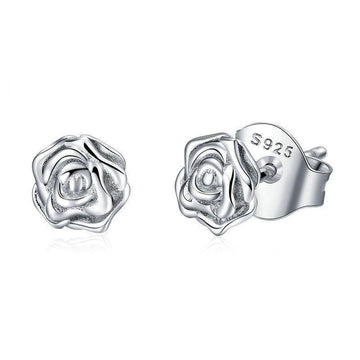 Pendientes románticos de rosa en plata de ley 925