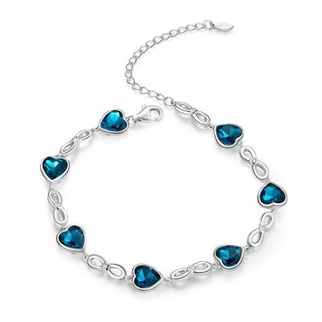 Pulsera de plata de ley con corazón azul