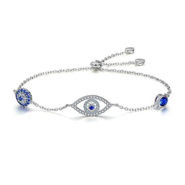 Pulsera de ojos azules de plata de ley 925