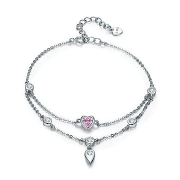Pulsera de corazón dulce de plata de ley 925