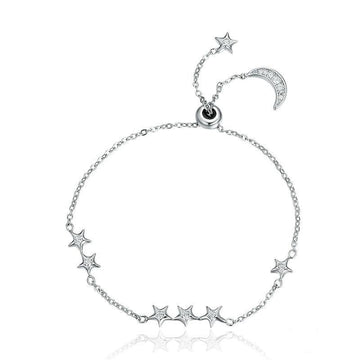 Pulsera de plata de ley 925 con dulce susurro de luna y estrella