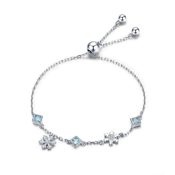 Pulsera de copo de nieve invernal de plata de ley 925