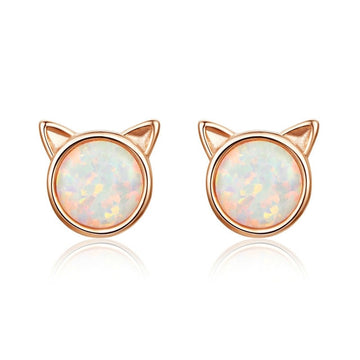 925 Sterling Silver Cute Cat Ears Stud Earrings