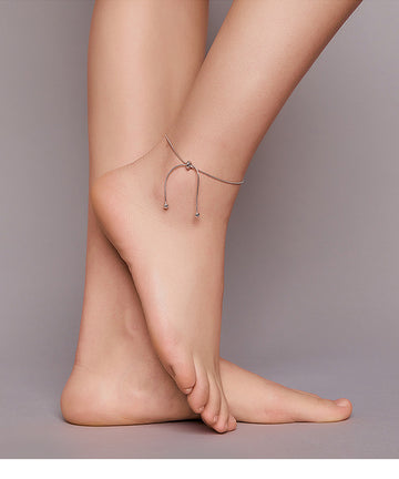 Tobillera ajustable de plata de ley 925