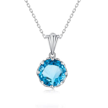 Ciondoli con pietra preziosa di topazio azzurro cielo Collane da donna in argento sterling 925 Gioielli romantici rotondi
