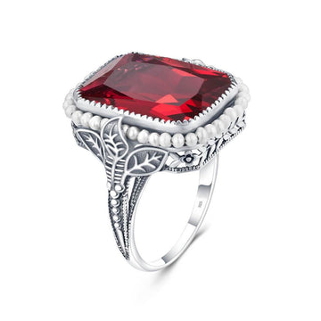 Anillo vintage con piedras preciosas de plata de ley 925 auténtica