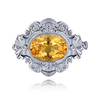 Broche de mujer de plata S925 con citrino natural