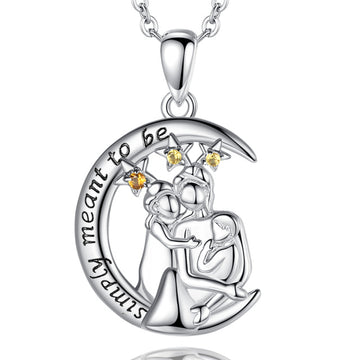 Collana con ciondolo in vero argento sterling 925 Family Love, mamma e bambino, ti amo, collane, gioielli da donna
