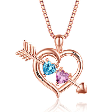 925 Sterling Silver Customized Birthstone Names Necklace