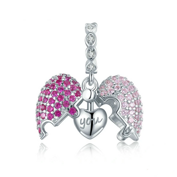 Ciondoli a forma di cuore rosa in argento sterling 925