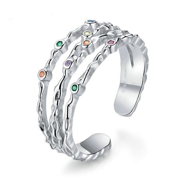 Anillo colorido de plata de ley 925 con espiral ajustable