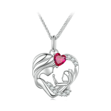 925 Sterling Silver Mother and Child Pendant Necklace