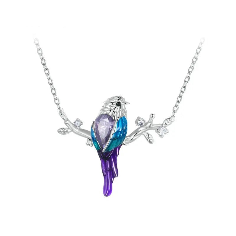 Collar con colgante de pájaro en plata de ley 925