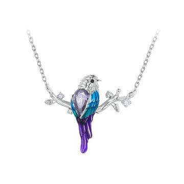 Collar con colgante de pájaro en plata de ley 925