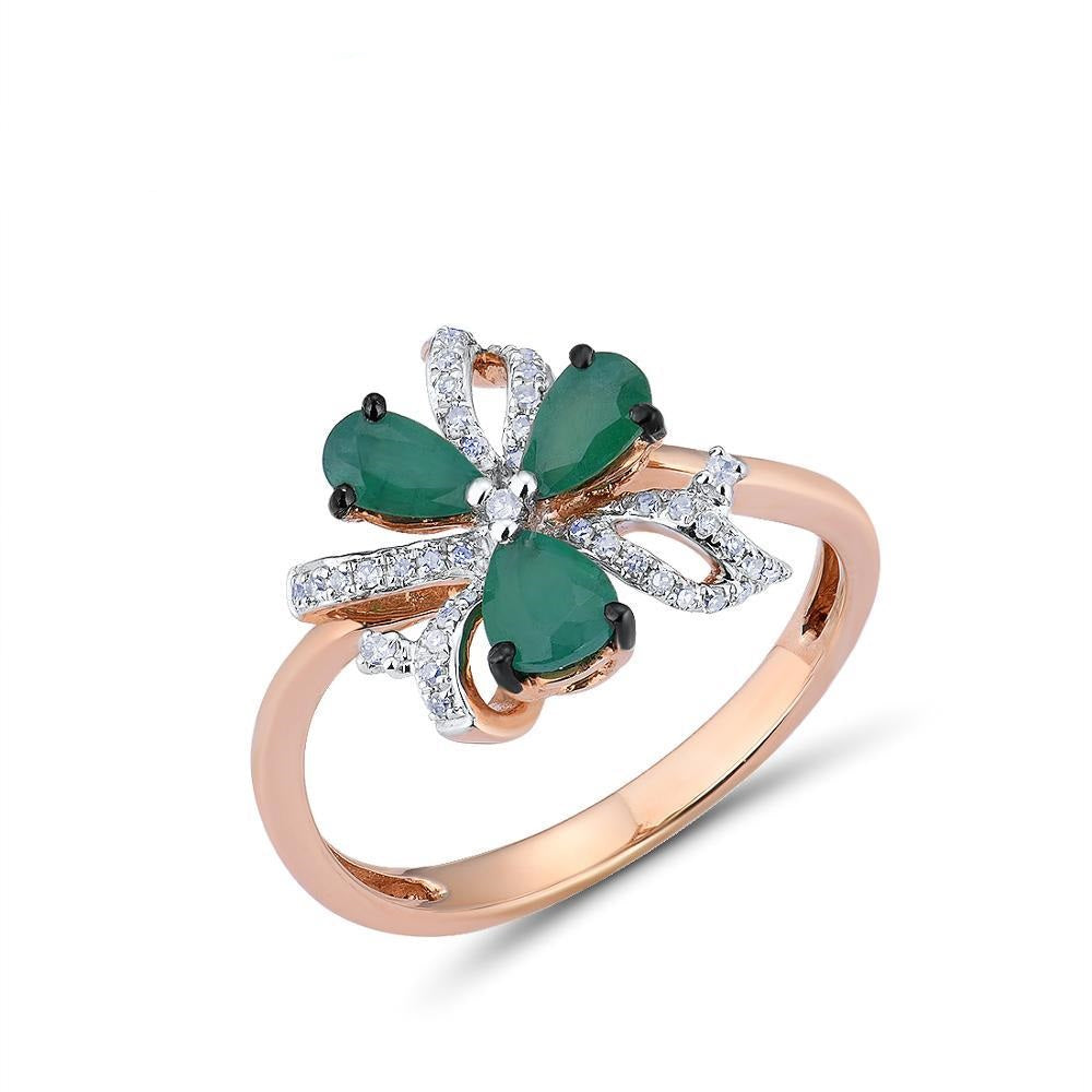 14K 585 Rose Gold Ring Sparkling Diamond Engagement Anniversary Elegant Shining Fine Jewelry