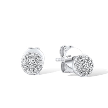 Pendientes de botón redondos con diamantes de oro blanco 585 de 14 quilates