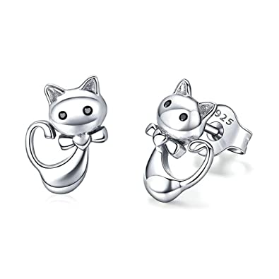 925 Sterling Silver Sticky Cat Earrings