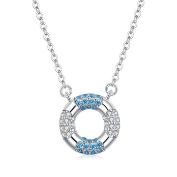 925 Sterling Silver Blue Swimming Circle Necklace