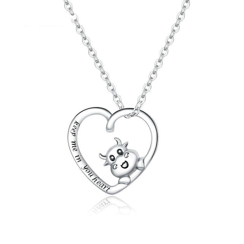 925 Sterling Silver Cute Cow Necklace