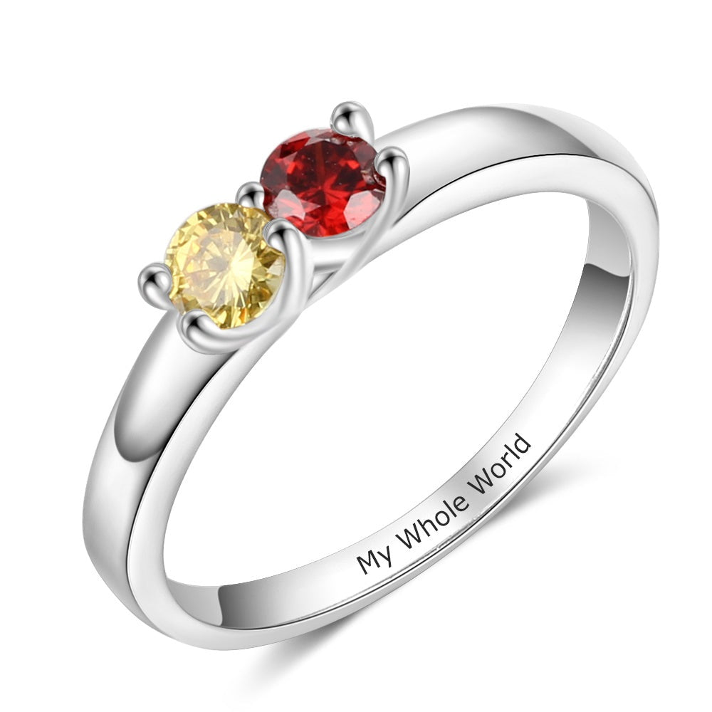 925 Sterling Silver Custom 2-4 Name Birthstones Ring