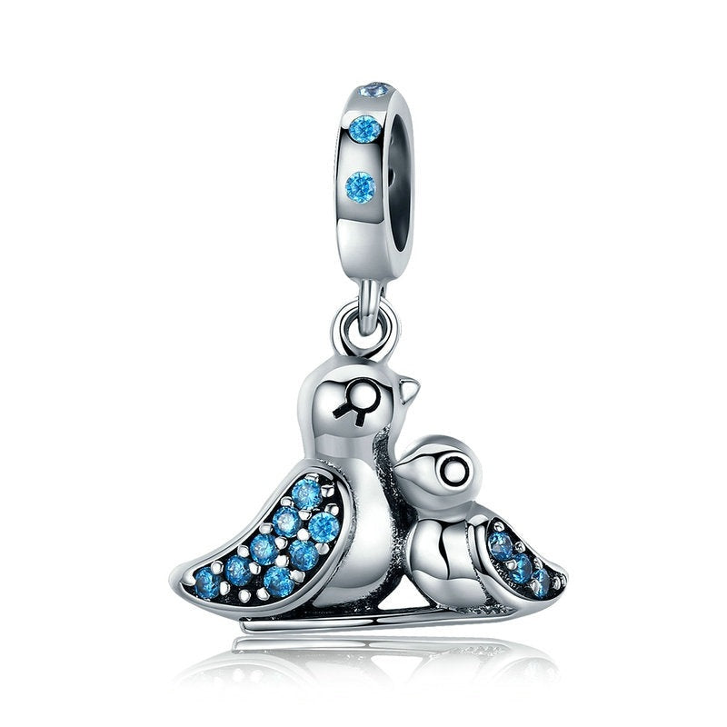 925 Sterling Silver Cute Bird Dependency Charms
