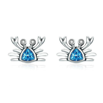 925 Sterling Silver Cute Ocean Crab Stud Earrings